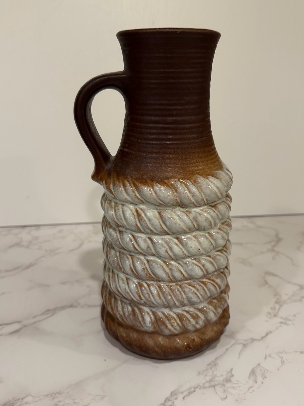 Vintage West Germany Carstens Tönnieshof Pottery Rope Vase Pitcher MCM